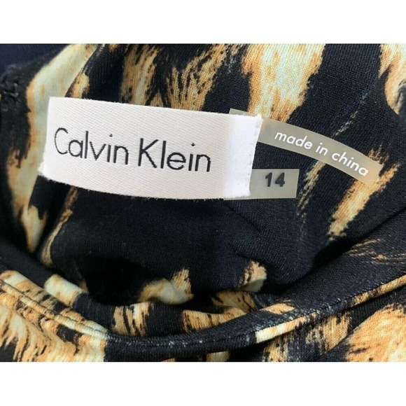 Calvin Klein Empire Waist Cheetah Print Dress Size 14 Flirty And Lightweight - Picture 5 of 7